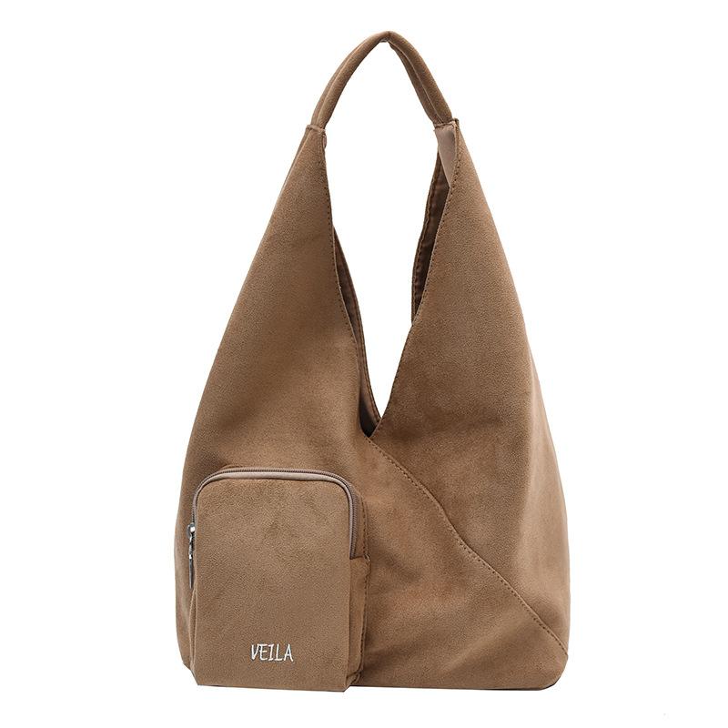 

Корейская повседневная сумка на плечо Lazy Wind большой емкости для женщин, осенне-зимняя сумка Muyin Same Frosted Textured Tote 27*16*46 хаки