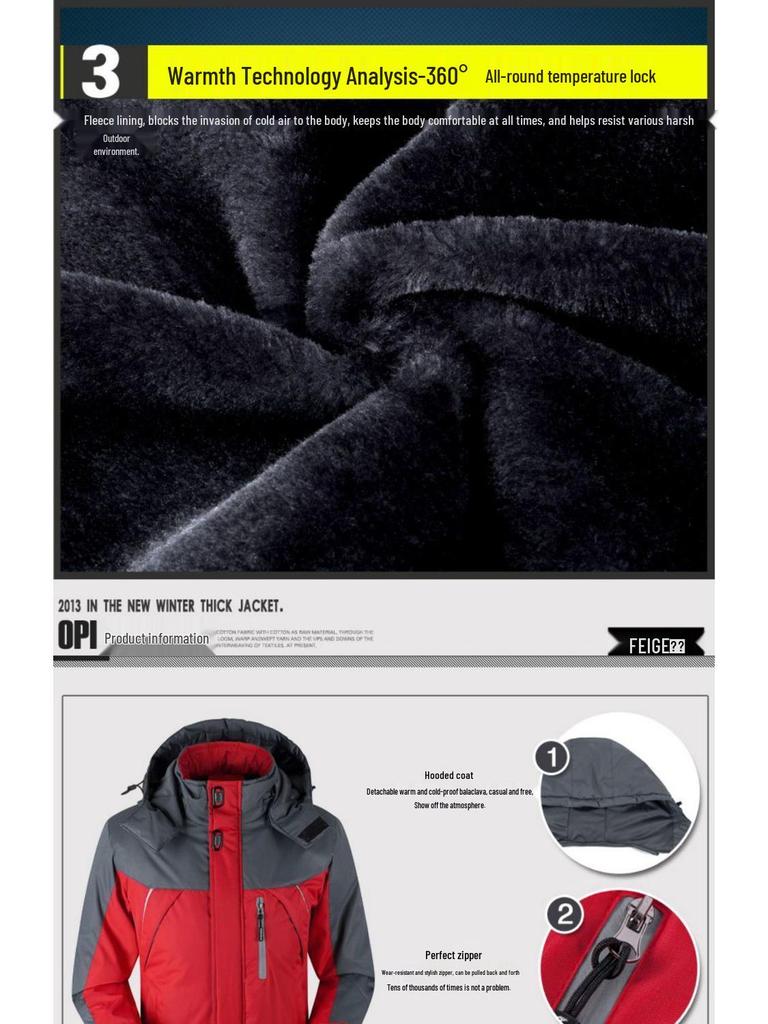 Men's Thickened Plus Velvet Winter Cotton Padded Jacket, Workwear, Plus Size