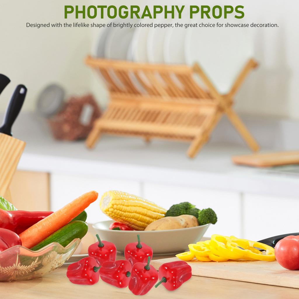 20Pcs Foam Fake Peppers Bright Red Simulated Chilies for Creative Desktop Decoration Photography Props Kitchen Theme Decor