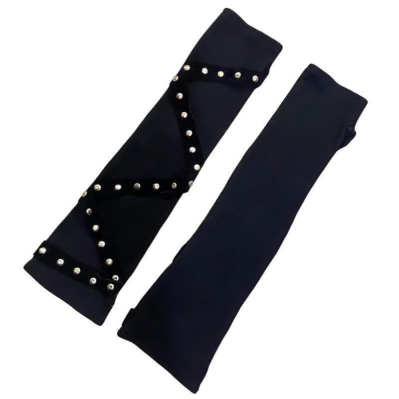 Gothic Black Rivet Half-Finger Women s Gloves, Fingerless and Stylish One Size чёрный