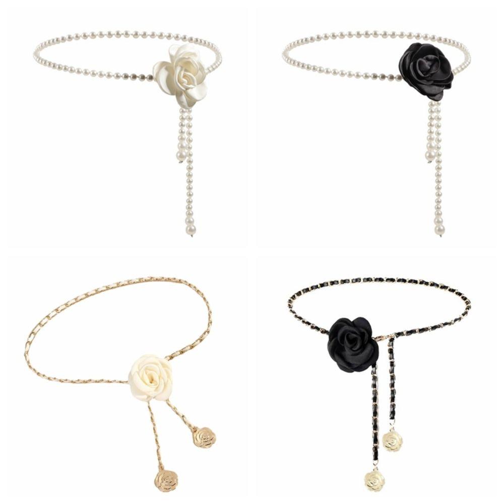 Pearl Body Chain All-match Women Waist Chain Punk Camellia Waist Chain  Girl