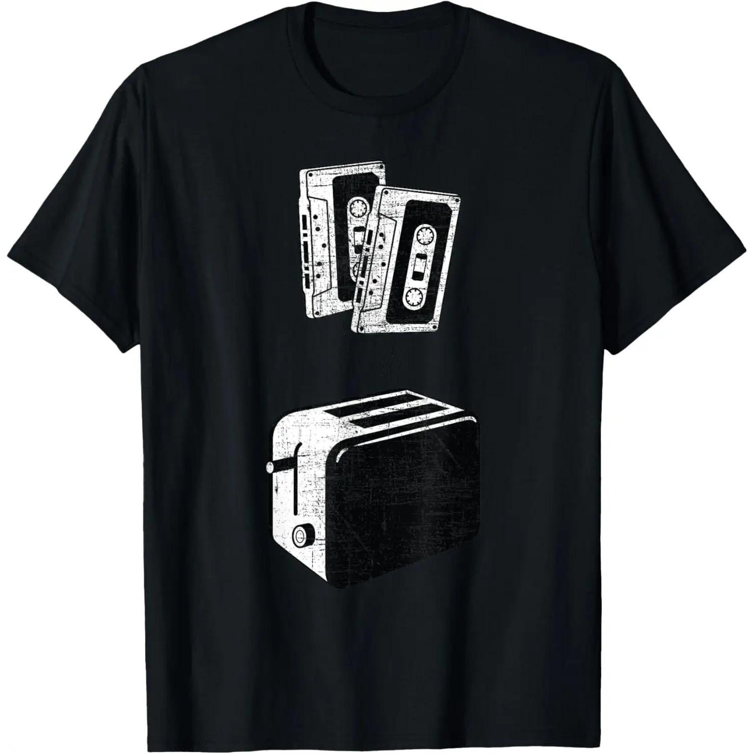Toaster With Flying Cassette Cool Retro 80s 90s T-Shirt S чёрный