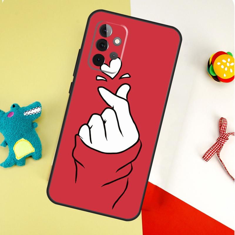 Kpop Finger Heart For Samsung Galaxy A05 A06 A16 A54 A34 A14 A55 A35 A15 A53 A33 A13 A22 A32 A52 Phone Case