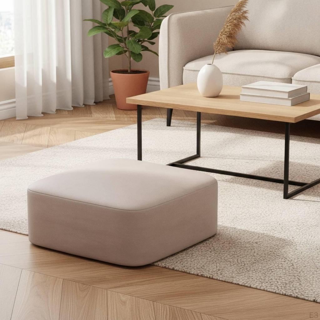 Cozy Square Floor Pouf Cushion Seat for Daily Living Areas Space Saving Stool