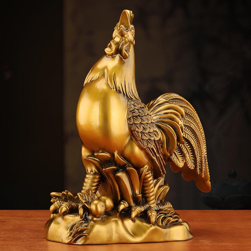 Prosperous Golden Rooster Ornament: Zodiac Rooster Display for Living Room or Office