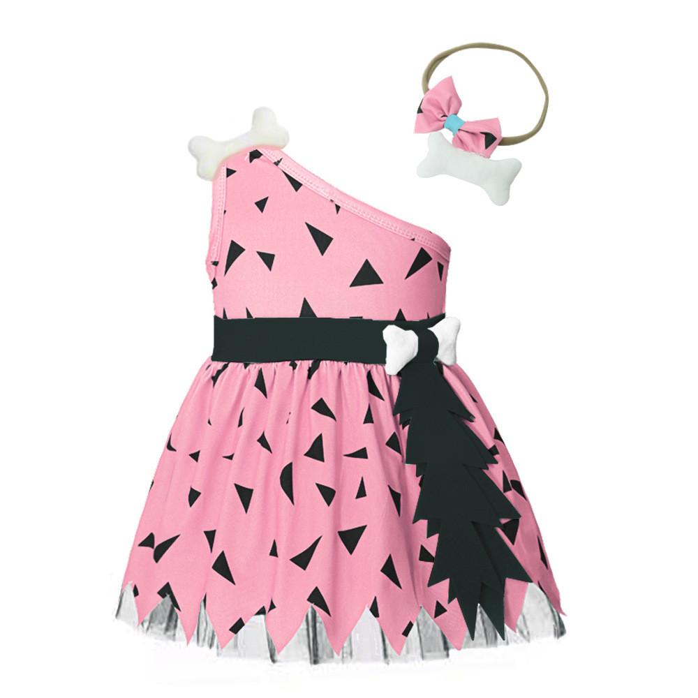 Sleeveless Croods The Mesh Dress With Hair Band Cosplay Costume Halloween Party