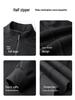 Men's 2025 Winter Black Fleece-Lined Half-Zip Stand Collar Sweatshirt