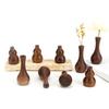 Mini Wooden Vase Natural Walnut Gourd Shape Vase Desktop Small Wood Bud Vase for Living Room Desk Shelf Home Decor