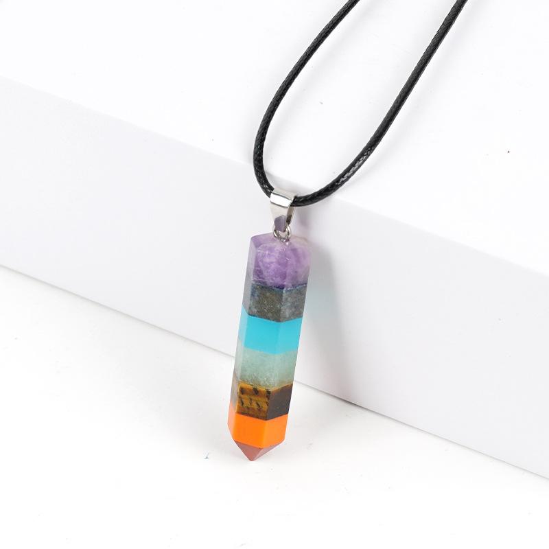 1pc Natural Healing Crystal Chakra Moon Stone Pendant Necklace For Women Amethyst Quartz Pentagram Necklace Women Jewelry