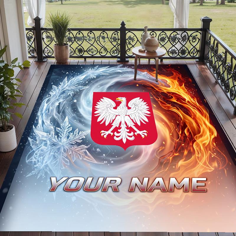 Custom Text Printed Rug Poland Football Non Slip Floor Carpet For Home Room Decor