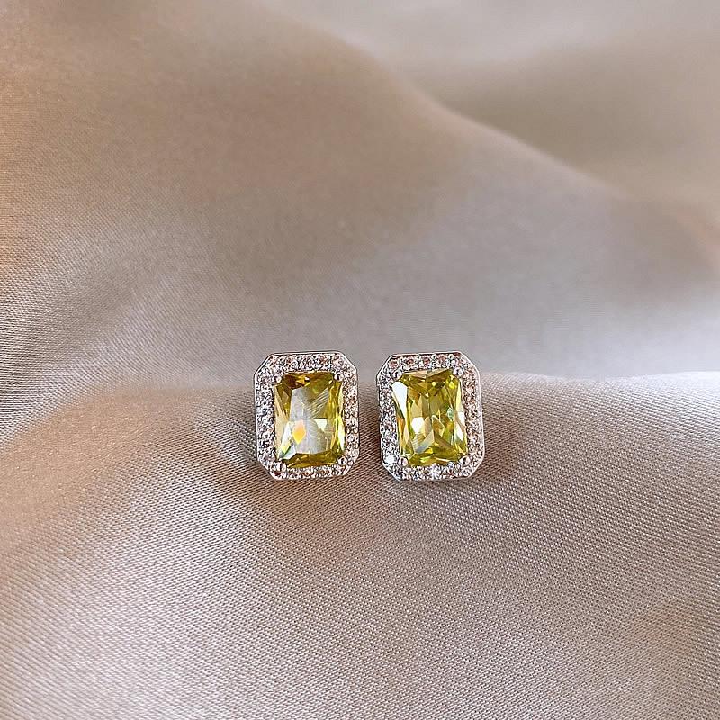 

2024 Unique Square Zircon Stud Earrings for Women - 925 Sterling Silver
