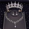 Quality Crystal Bridal Jewelry Sets for Women Fashion Circle Earrings Necklace Set Bride Crown Tiaras Prom dubai jewelry sets