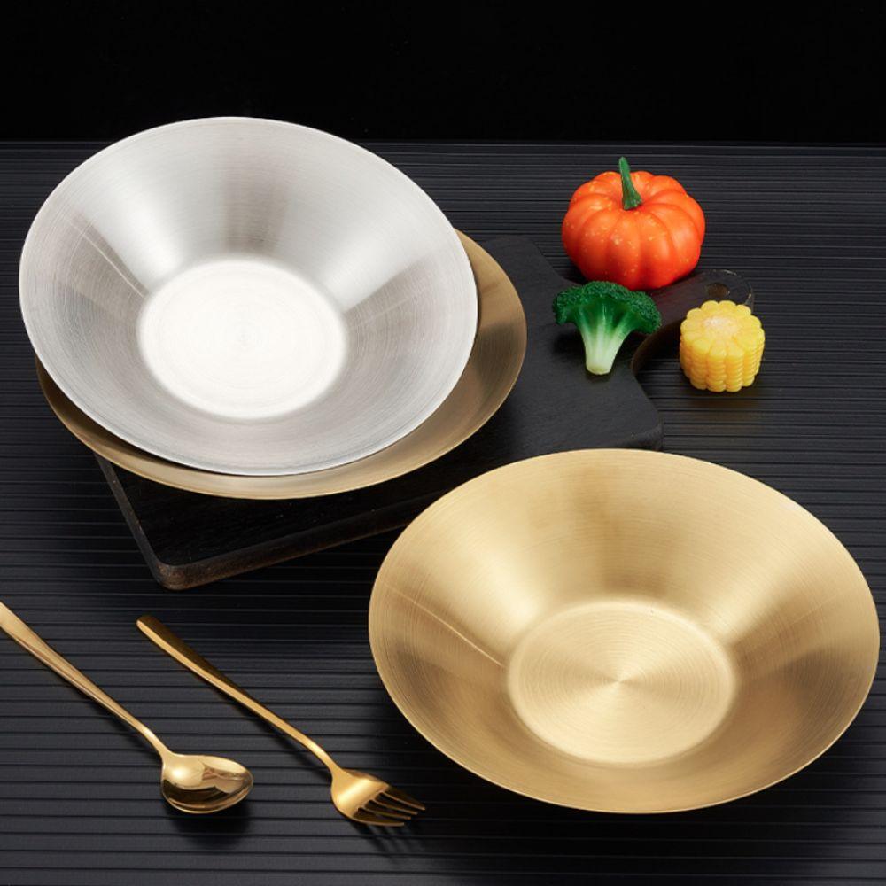 304 Stainless Steel Pasta Plate Deepened Fruit Dish Korean Salad Bowl Kitchen Tableware