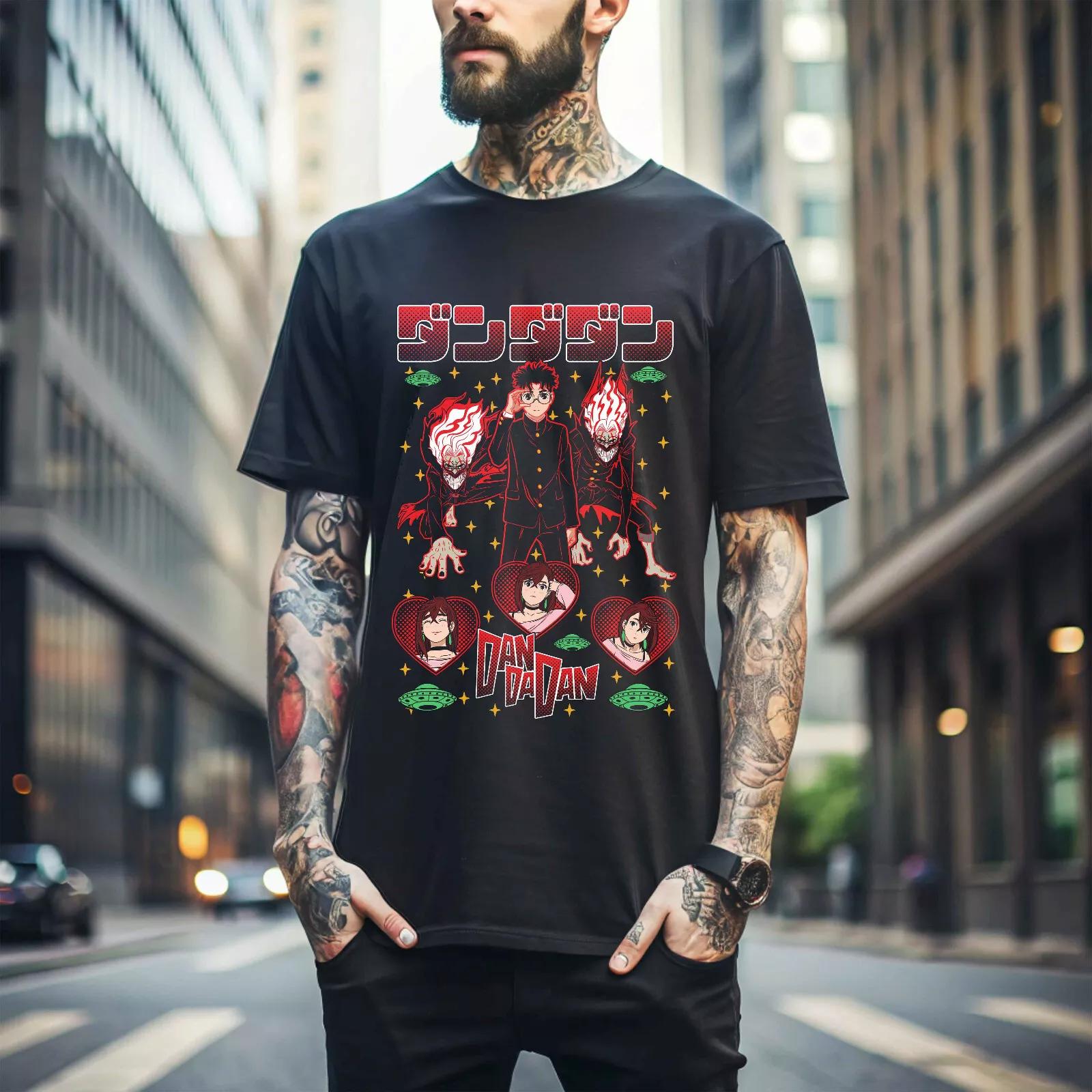 

100% cotton TOPS UNISEX TEES MENS WOMENS Dandadan T-shirt Okarun Momo Ayase Okarun Exclusive Anime Gift Shirt All Size329 4XL чёрный