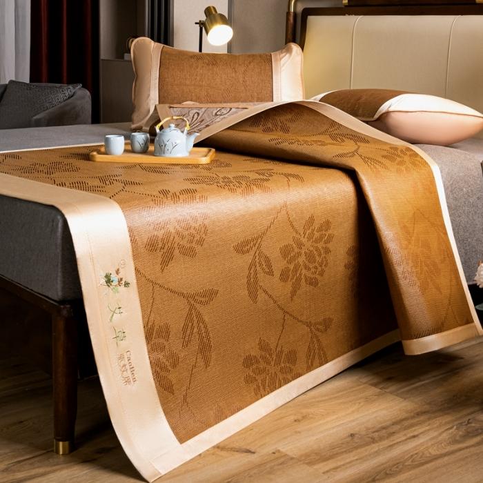 Naturalne Włókno Roślinne Chłodna Letnia Mata na Łóżko 90/120/150/180/200cm Maty z Rattanu Lodowego Antypoślizgowe Oddychające Chłodzące Prześcieradło Narzuty