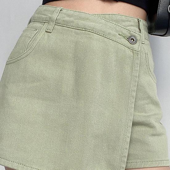 Mini džínové šortky dámské Falešné dvoudílné s vysokým pasem Slim Vintage Summer Asymetrické Streetwear Studentské šortky