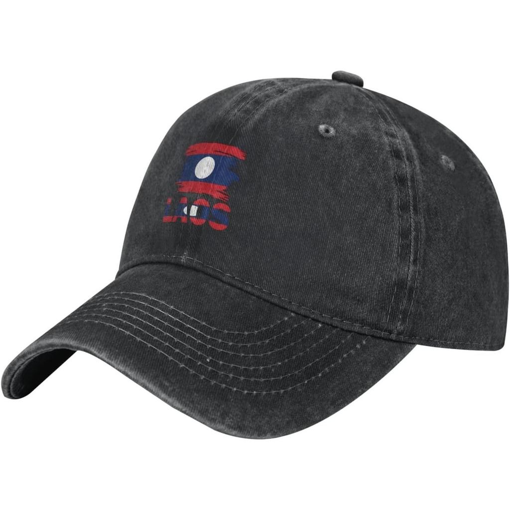 Laos Flag Washed Baseball Cap Distressed Cotton Dad Hat Adjustable Sports Travel Cap