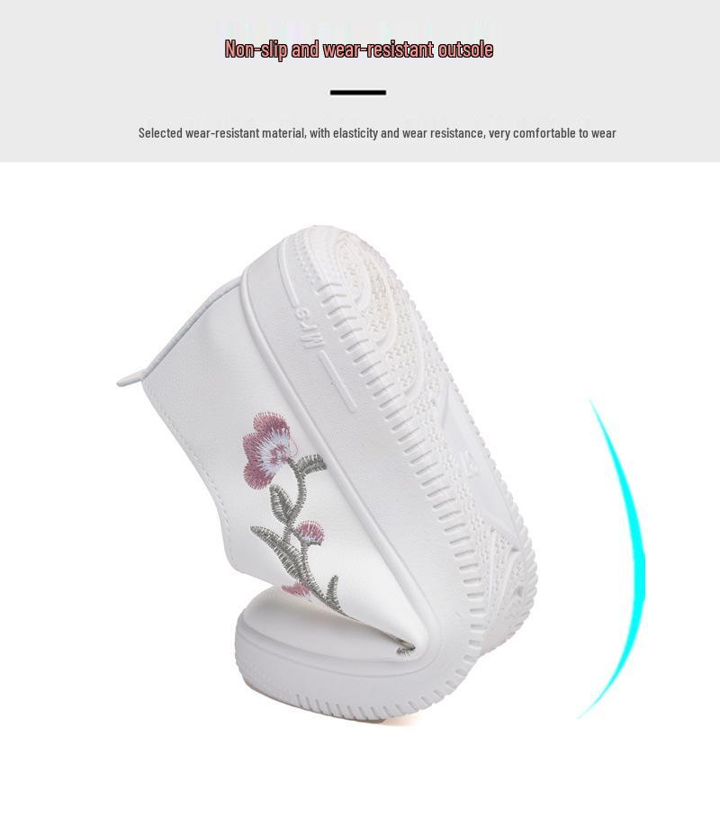 Women's White Leather Mesh Shoes - Breathable, Non-slip, Soft Sole, Korean Style for Spring & Summer
