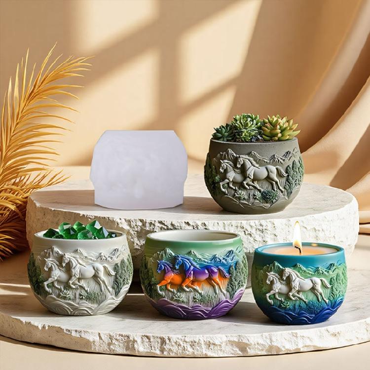Horse Silicone Mold Resin Crafts Moulds Planter Flexible Reusable Mold for Creating Unique Decorative Items and Gifts
