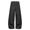 Mens Wide Leg Biker Jeans With Asymmetrical Panel Design Relaxed Fit Streetwear Style Cotton Blend Denim Pants