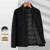 Men's Winter Business Wool Jacket with Detachable 90% White Duck Down Lining