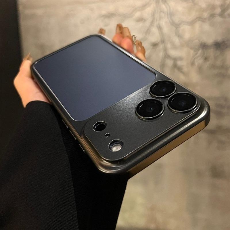 Hard PC Hollow-out Frame Case for For Iphone 16 17 Pro Max Matte Camera Film Protector Ultra Slim Border Shockproof Cover