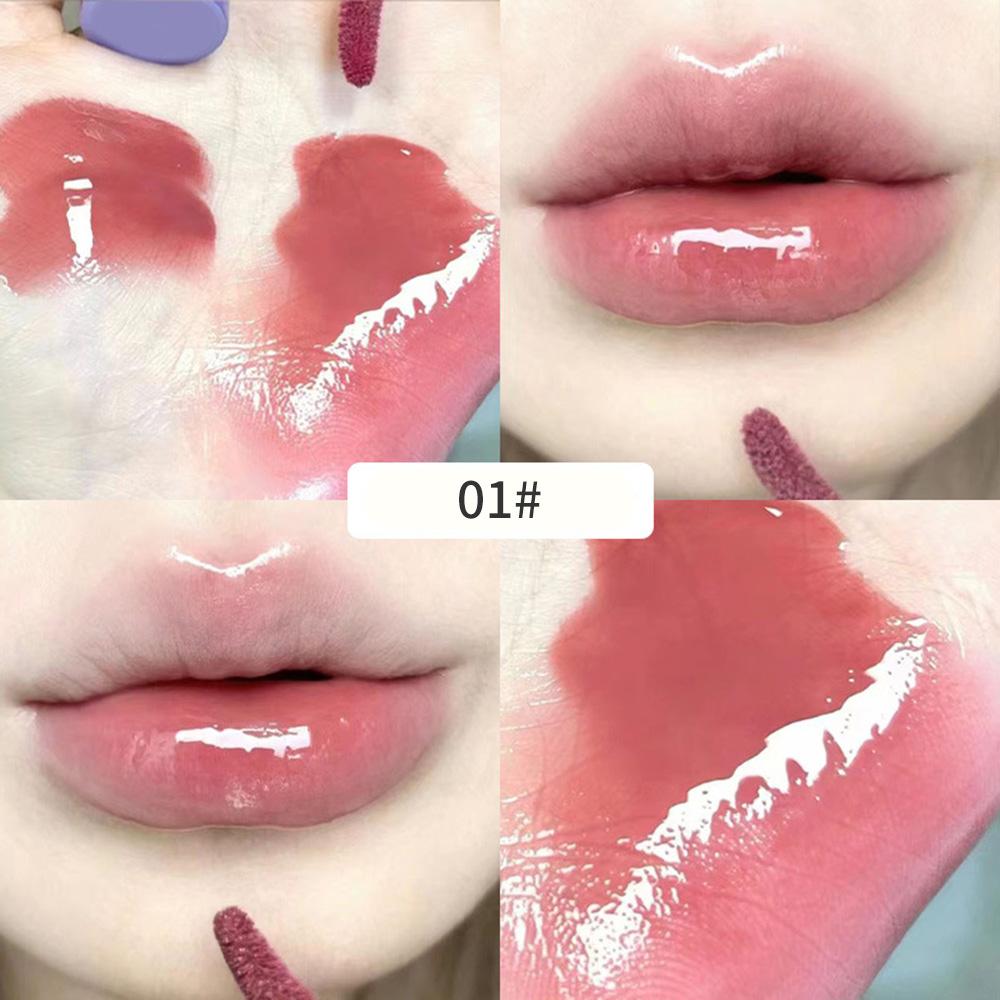 

Фиолетовый объемный блеск для губ Mirror Water Gloss сияющий и увлажняющий высокопигментированный пигмент для губ для девушек и женщин 01#