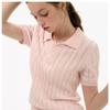 ICH MODE Women's Cable Knit Polo T-Shirt