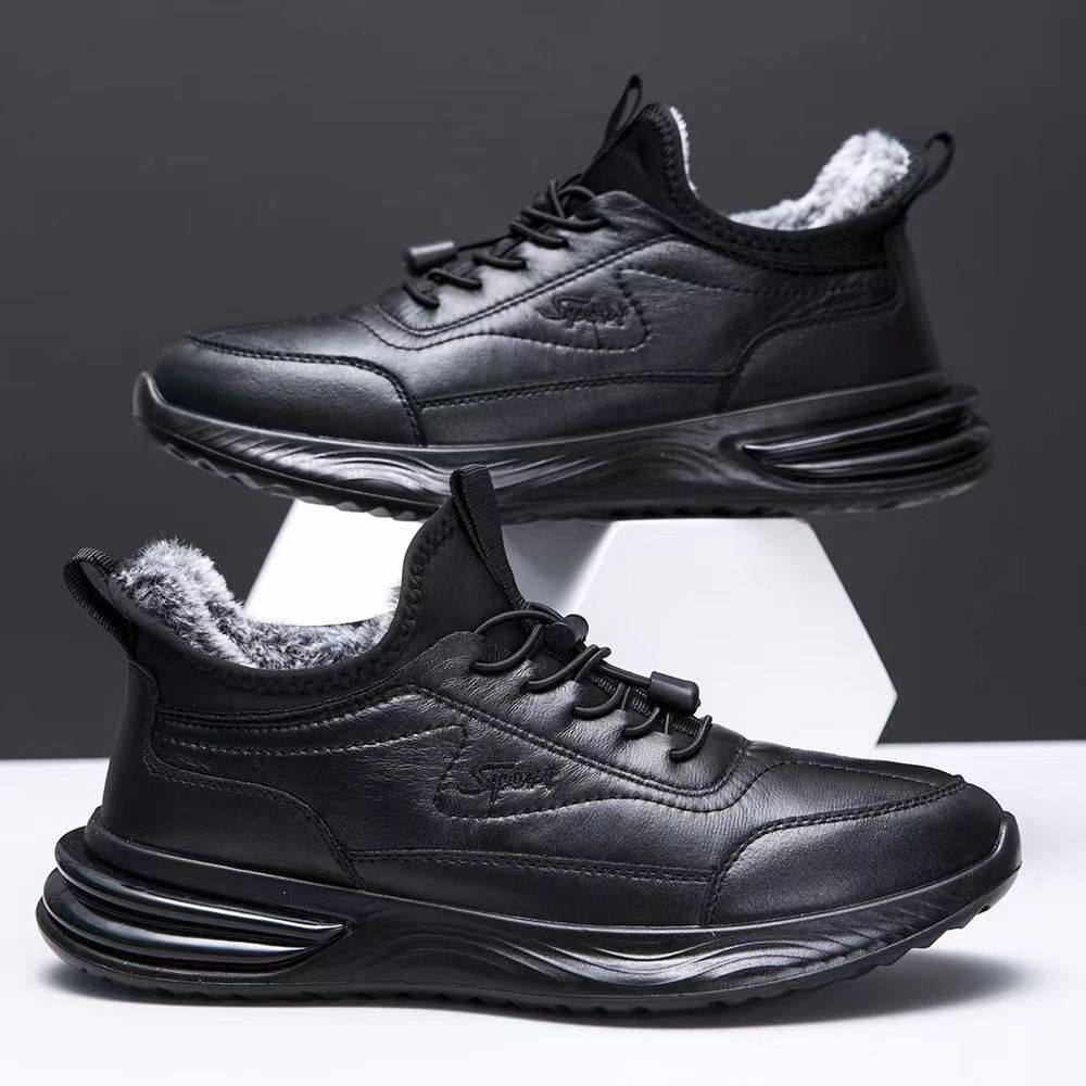 Winter Men's Velvet Thickened Men's Cotton Shoes Rubber Men's Flat Heels Spot Warm and Non-slip