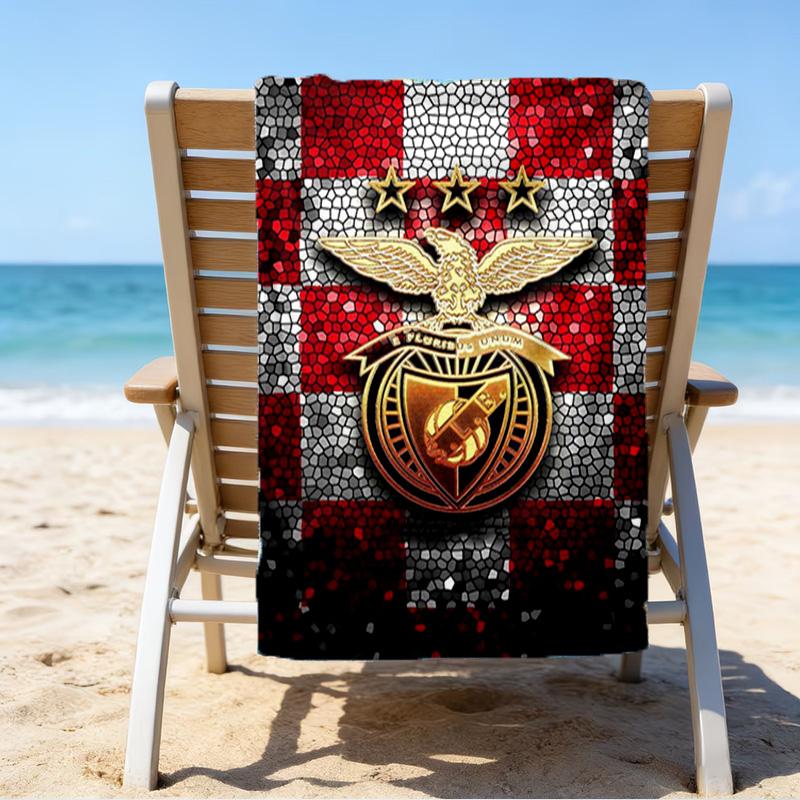 Ben-fica Fußballverein Bedrucktes Strandtuch, Superweiche Mikrofaser, Perfektes Geschenk zum Geburtstag, für Pool, Strand, Reisen, für Familie und Freunde