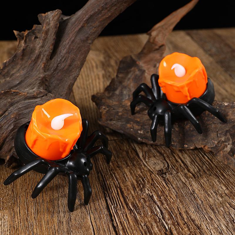 Halloween Pumpkin Lantern Atmosphere Decoration Props LED Electronic Candle Lamps Glowing Spider Night Lights Ornaments