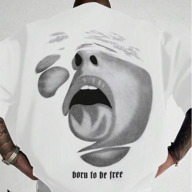 New Summer Men's Fashion T-shirt Sexy Lips Printed Men's T-shirt Top