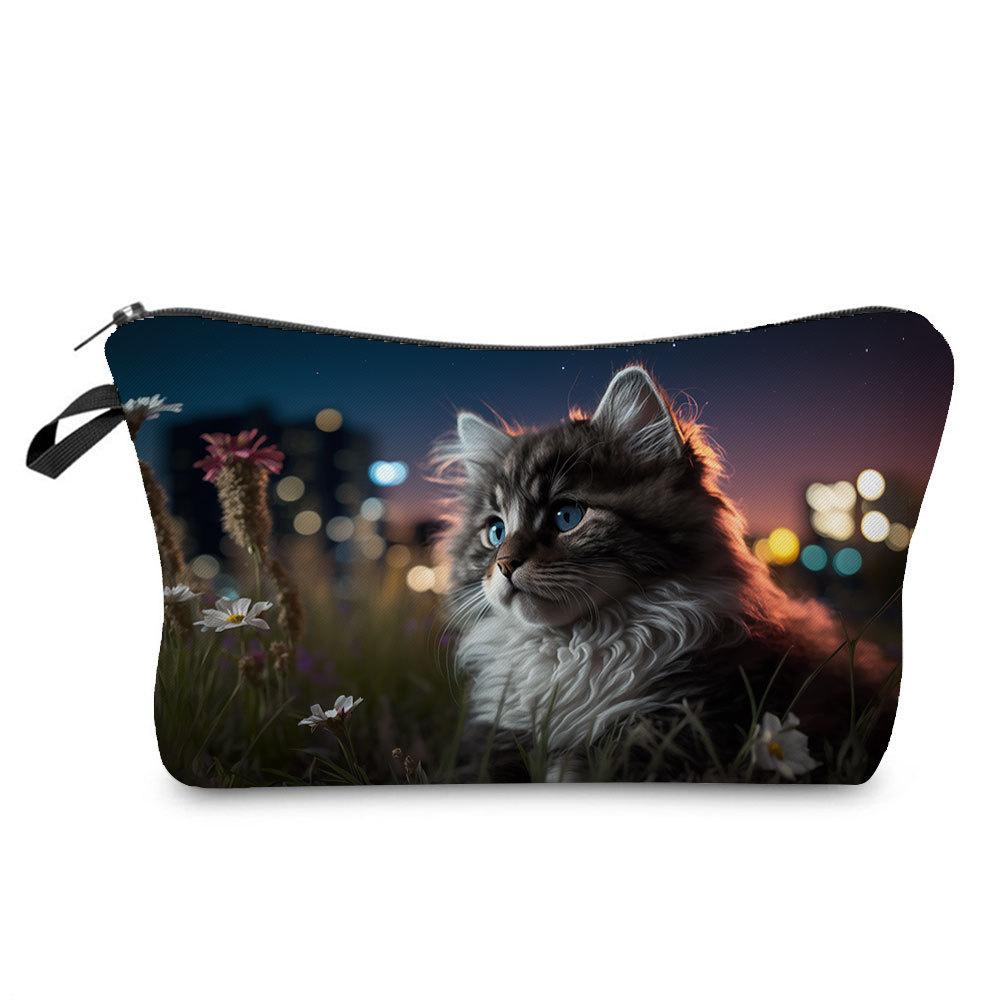 Women Cat Print Cosmetic Bag Toiletries Organize Travel Storage Case 6772