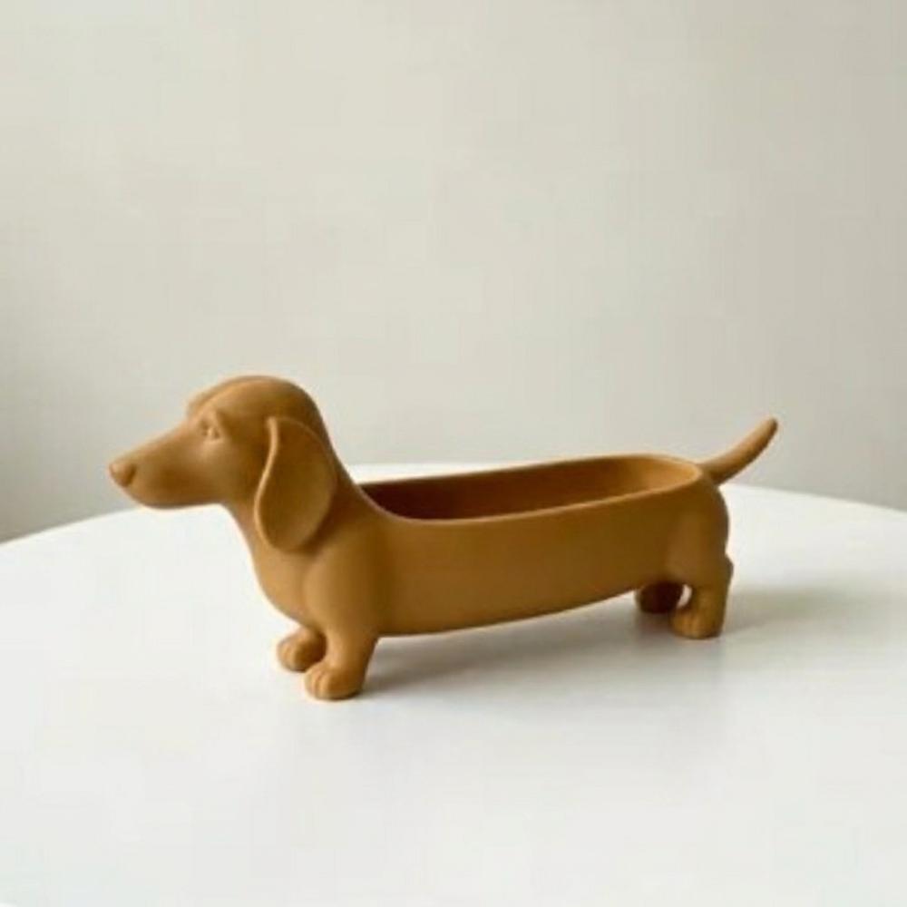 3D Printed Jewelry Catchall Dish Plastic Sausage Dog Planter Tabletop Organizer Figurine Office