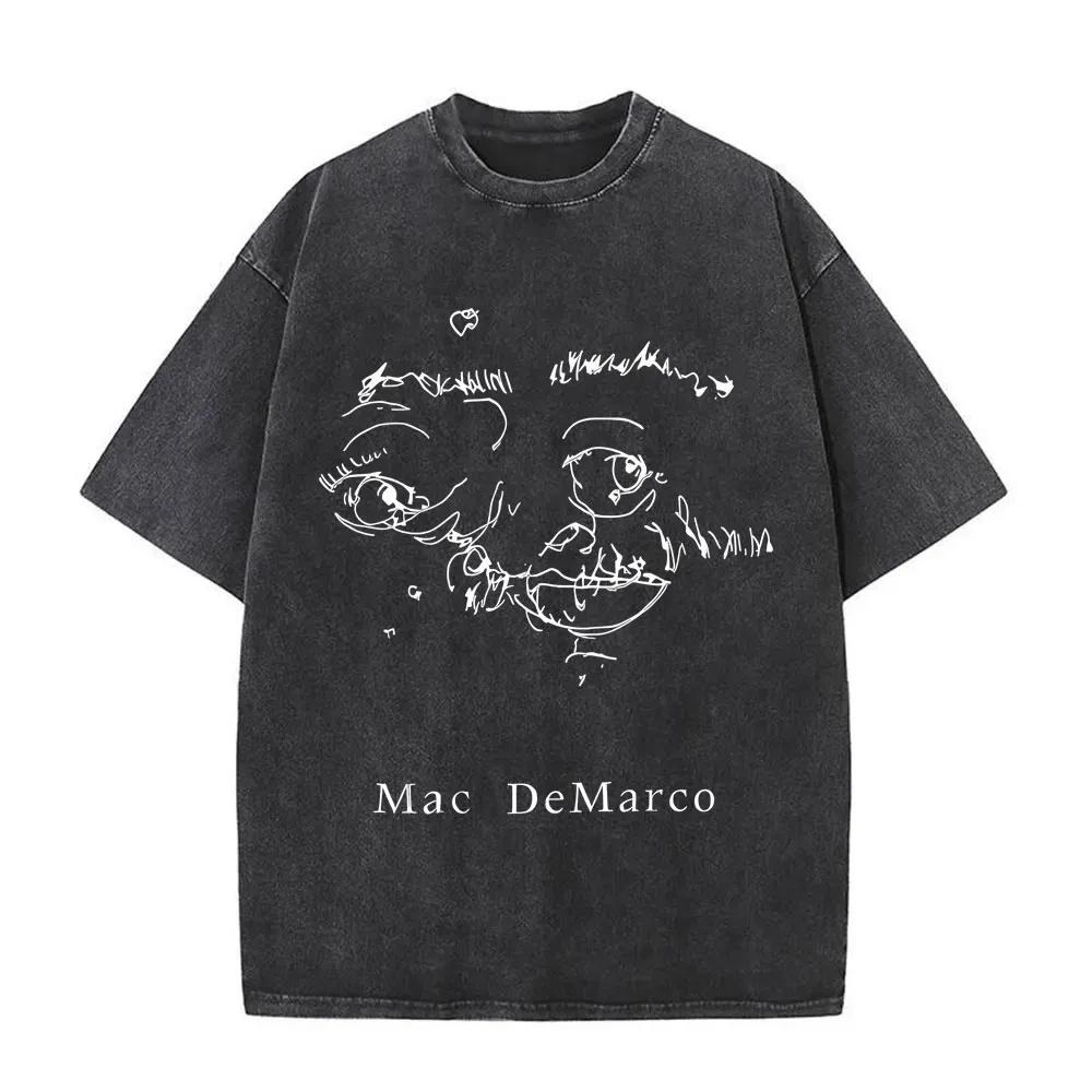 Washed Vintage Mac Demarco Merch T Shirt Men Women Casual Retro Cotton T Shirts Men's Fashion Oversized T-shirts Male Streetwear1