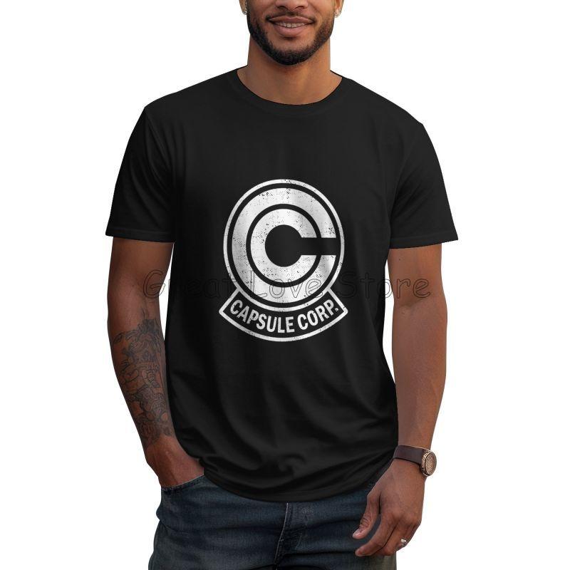 Capsule Corp TShirt for Men Anime DBZing Vintage 100 Cotton Tees Oversized Short Sleeve Tshirts Gift Idea Tops Streetwear