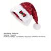 Yousheng Sequined Santa Hat Glittery Christmas Hat with Bow Fluffy Pompom Unisex Fuzzy Xmas Hat for Christmas New Year Festive Parties