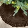 Velvet Christmas Tree Skirt with and Lace Trim, Holiday Party Home Decoration