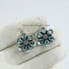 Blue Topaz Flower Earrings: Handmade Sterling Silver Dangle Earrings
