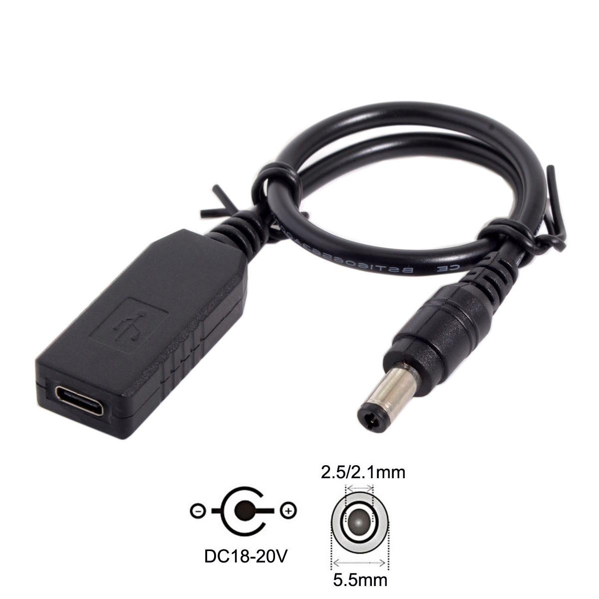 

USB 3.1 Type C USB-C to DC 20V 5.5 2.5mm & 2.1mm Power Plug PD Emulator Trigger Cable for Laptop As Shown A