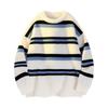 Pullovers Long Sleeves Sweaters Unisex Men's Jumper Couple Paragraph Winter Men's Korean Wear Knitted Cardigan Men's Stripes Round Neck Men's Tops