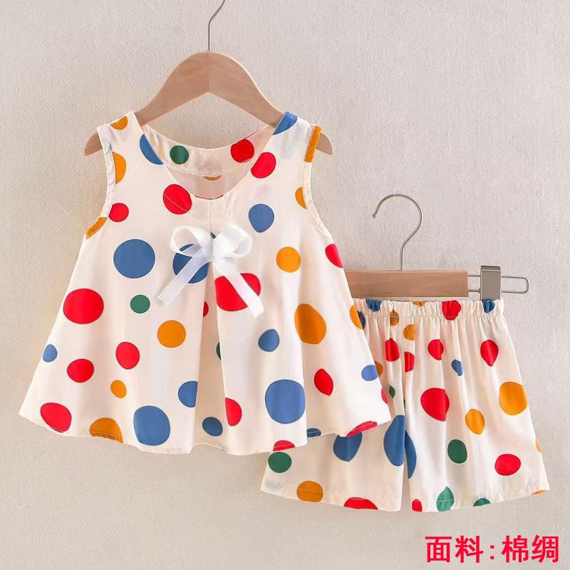 Girls Summer Floral Rayon Vest And Shorts Set Cute Baby Cotton Silk Home Wear Two Piece Outfit For Kids