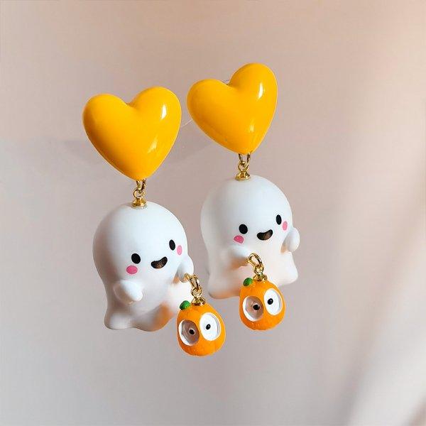 Halloween Cute Resin Ghost Pumpkin Earrings Stud For Women Cartoon Bat Pendant Earring Girl Friendship Party Jewelry Party Gift