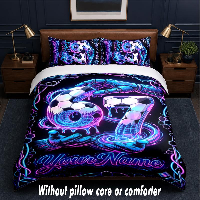 Neon Theme Custom Text Or Name 3Pcs Bedding Set,1 Flat Sheet & 2 Pillowcases Personalized Home Bedding