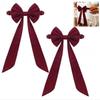 Velvet Christmas Red Chair Bows Elastic Ribbon Gift Bows Big Bows Tie Back Dining Chair Cover