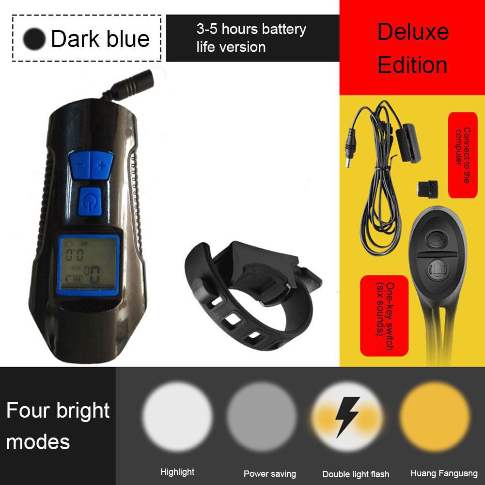

Bicycle Light USB Charging Front Light Horn Speedometer LCD Screen Bicycle Accessories синій