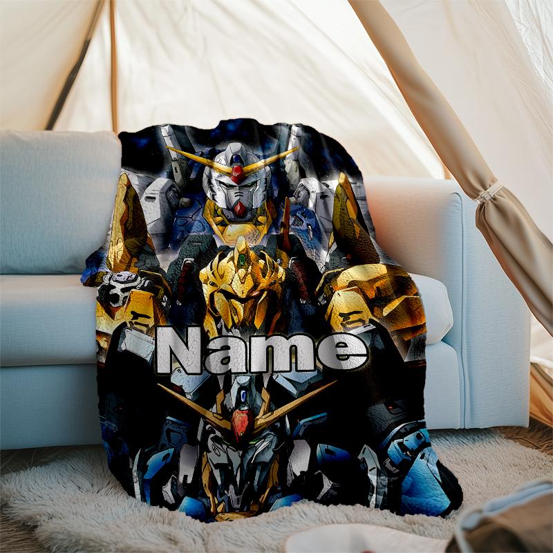 Personalized Custom Name Blanket - Mobile Suit Gundam Print Design,Blanket for Sofa,Bed,Travel,Camping - Soft and Warm, Great Gift