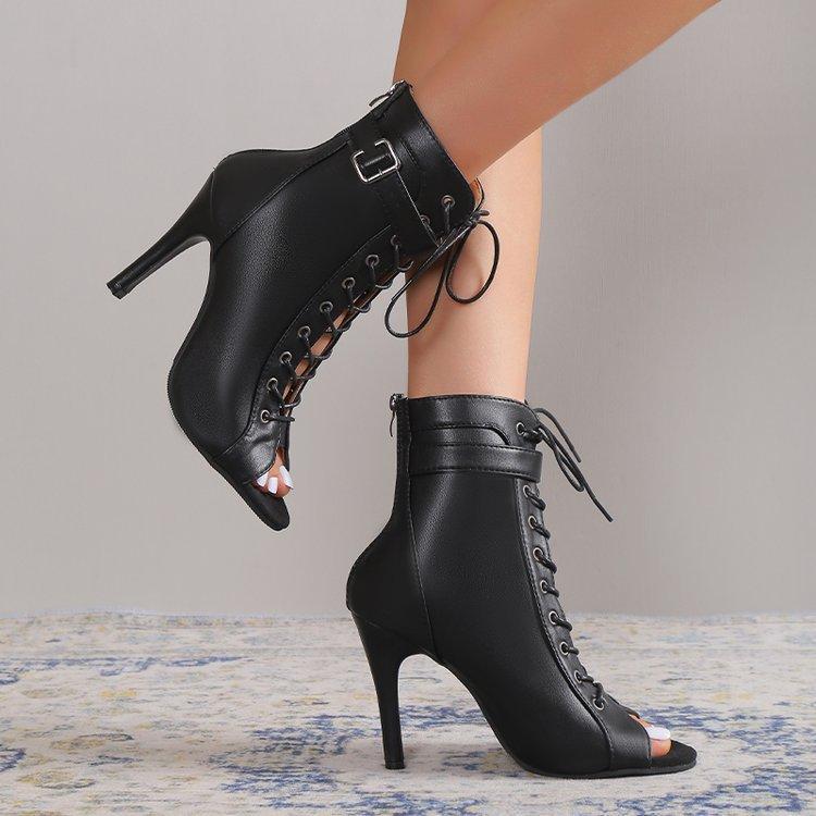 Women's sandals open-toe summer straps cool boots fashion high-heeled sandals fish mouth temperament single shoes sandals