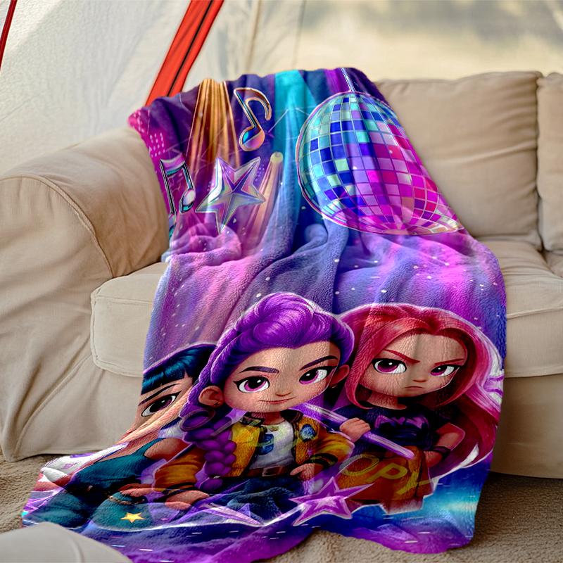 [1pc Kpop Demon Hunters Blanket] All-Season Blanket - Cozy Blanket for Sofa Couch Home Decoration, Digital Printed Nap Blanket