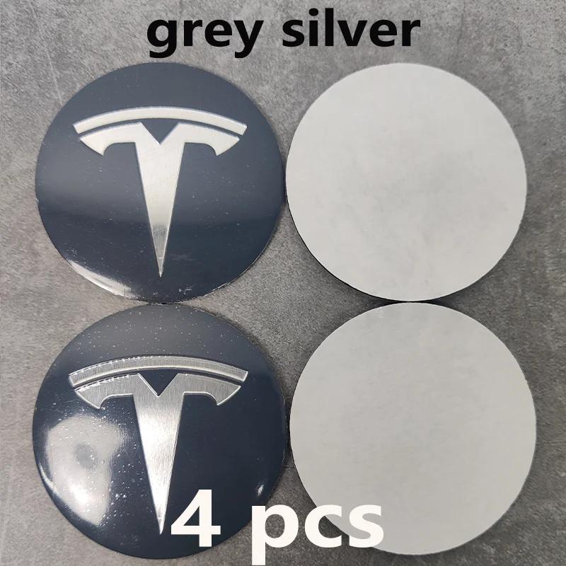 Tesla Model 3/Y/S/X 4Pcs 56mm Hub Cap Logo Stickers - Waterproof Durable Wheel Center Decals Car Protector Accessories